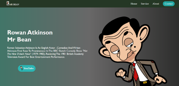 a landing page for mr bean the comedian