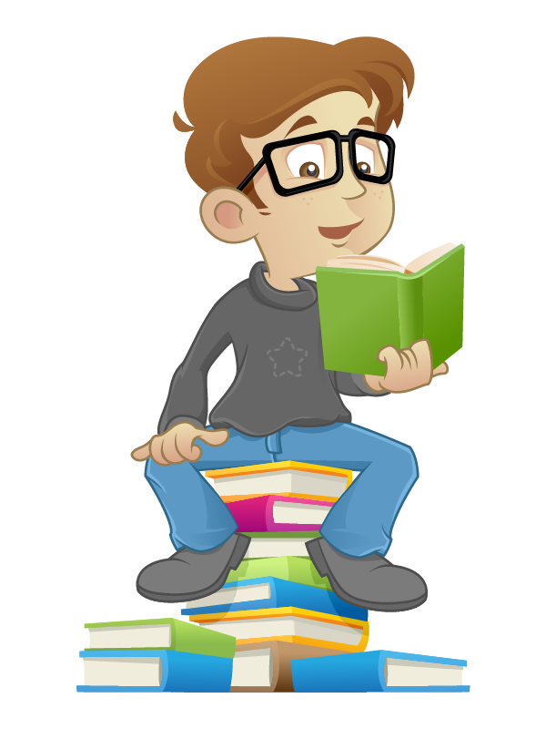 a cartoon boy reading